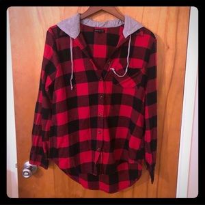 Socialite buffalo plaid flannel hoodie